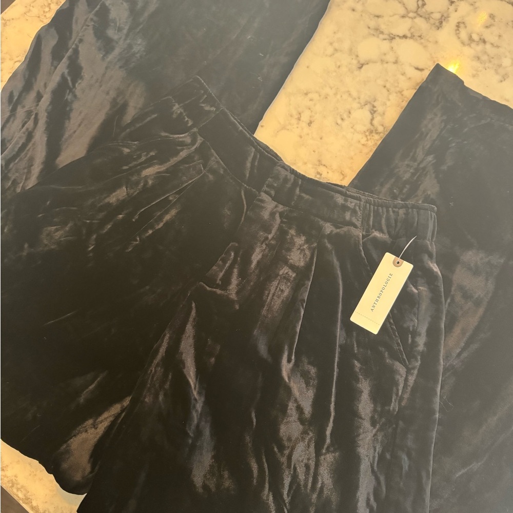 NWT Anthropologie Black Velvet Pants - Picture 6 of 10